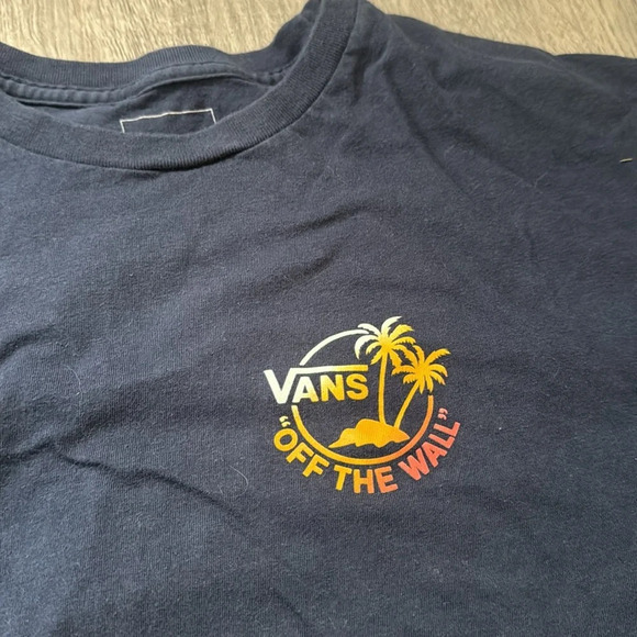 Navy Men's Vans Off The Wall Colorful Tropical Cotton TShirt Size large - Picture 3 of 5